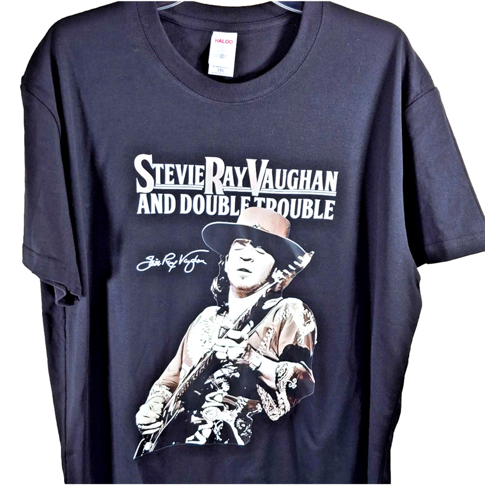 Stevie Ray Vaughan & Double Trouble Band T-Shirt Size 2XL Black Guitar Legend